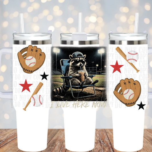 40oz RACOON BABSEBALL UV DTF Cup Wrap - SHOP EXCLUSIVE BY CIERRA