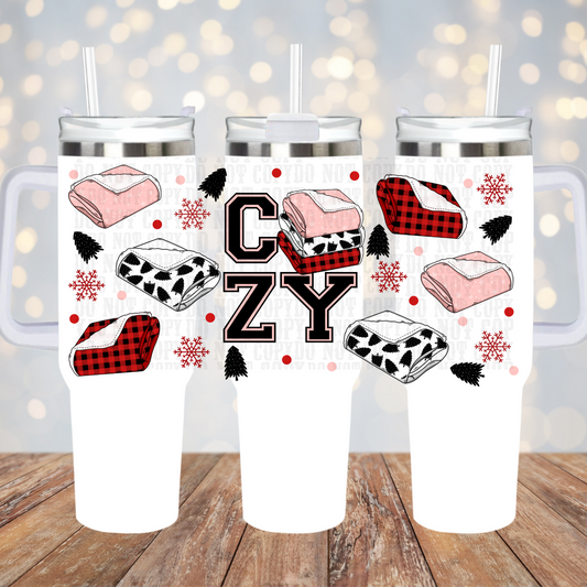 40oz RED BUFFALO PLAID COZY UV DTF CUP WRAP