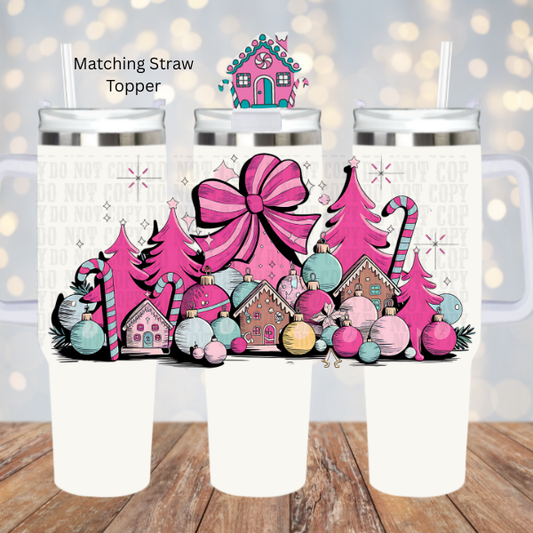 40oz  COQUETTE GINGERBREAD VILLAGE UV DTF CUP WRAP