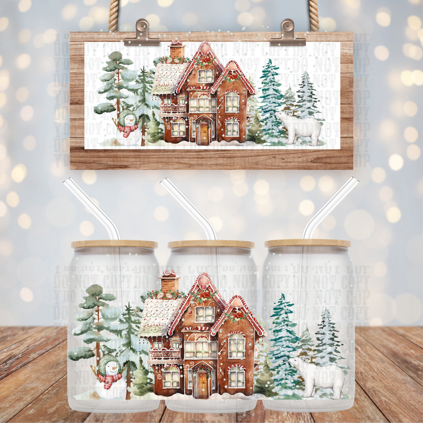 WINTER VILLAGE  UV DTF CUP WRAP