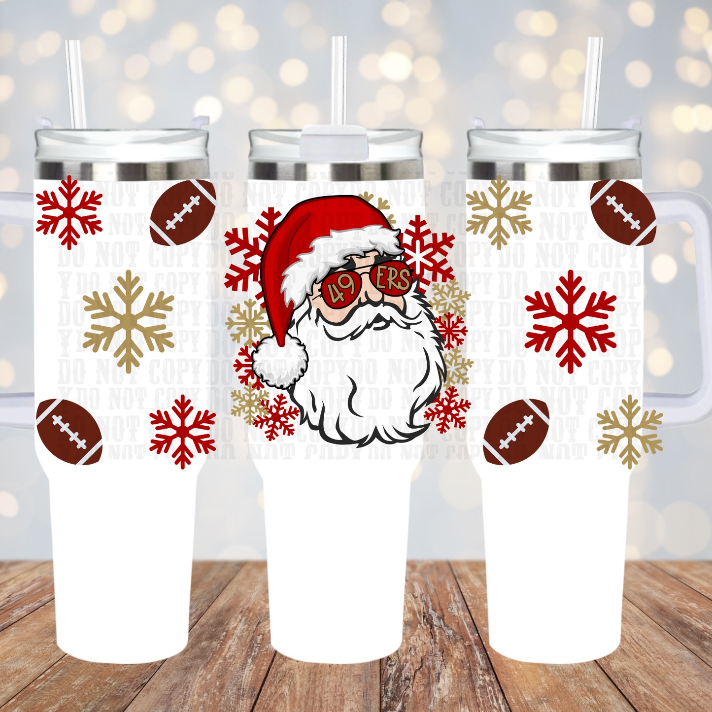 40oz FOOTBALL SANTA TEAMS BUNDLE    UV DTF CUP WRAP