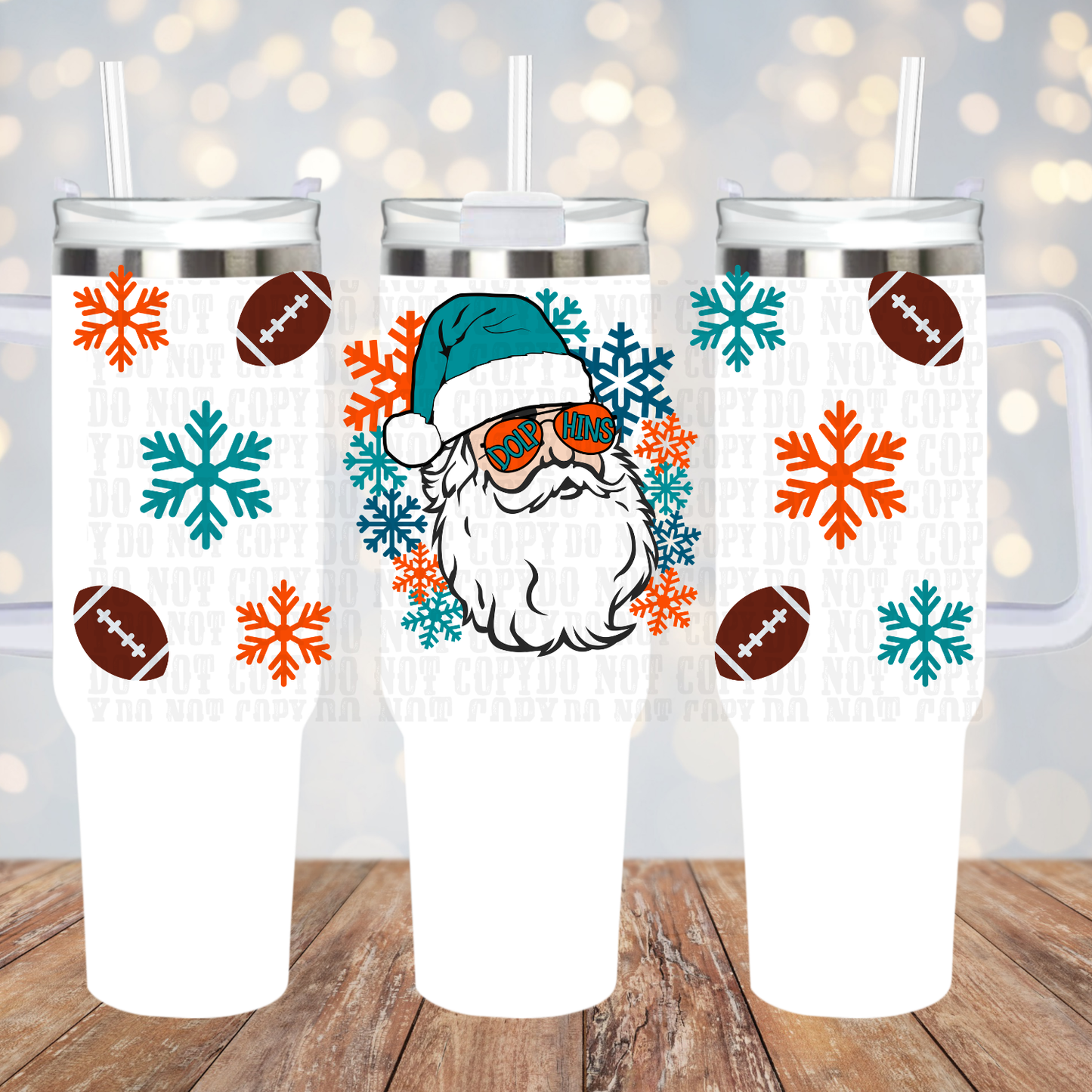 40oz FOOTBALL SANTA TEAMS BUNDLE    UV DTF CUP WRAP