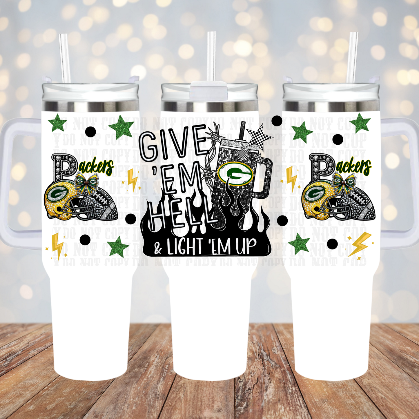 40OZ GIVE EM HELL Football Bundle UV DTF CUP WRAP