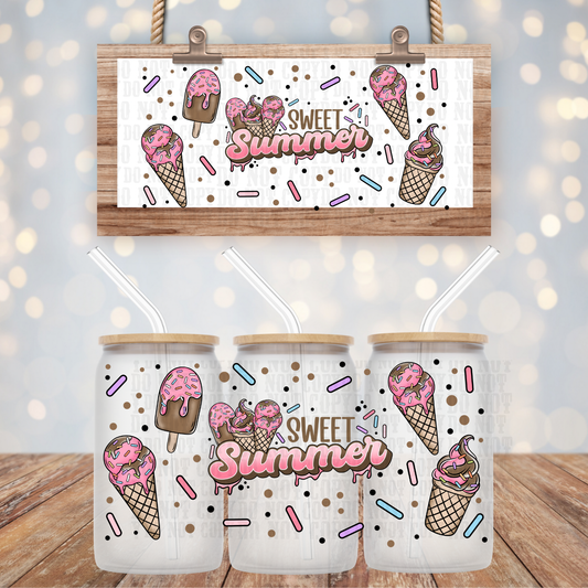 SWEET SUMMER ICE CREAM UV DTF CUP WRAP