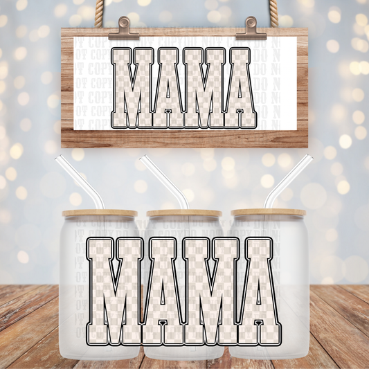 CREAM CHECKER MAMA UV DTF CUP WRAP-SHOP EXCLUSIVE BY CIERRA