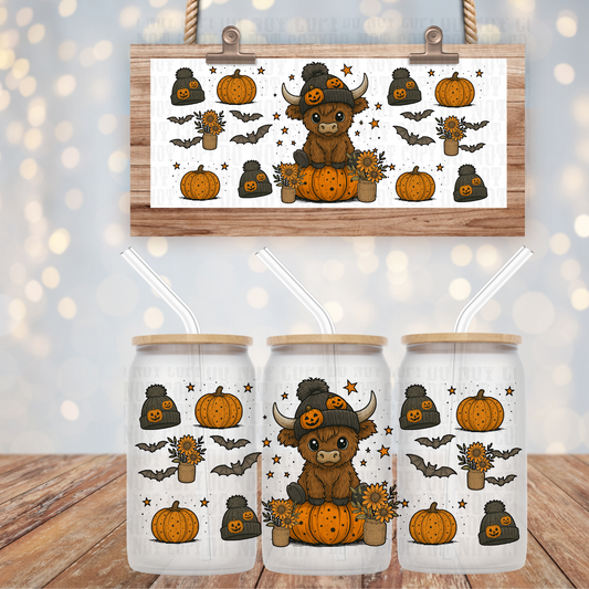 BEANIE COW AND PUMKINS UV DTF WRAP