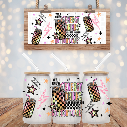NEON CHECKERED ENERGY DRINK UV DTF CUP WRAP