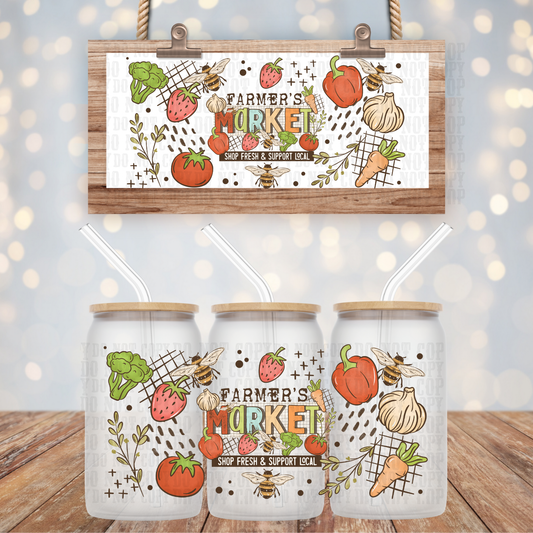 FARMERS MARKET UV DTF CUP WRAP