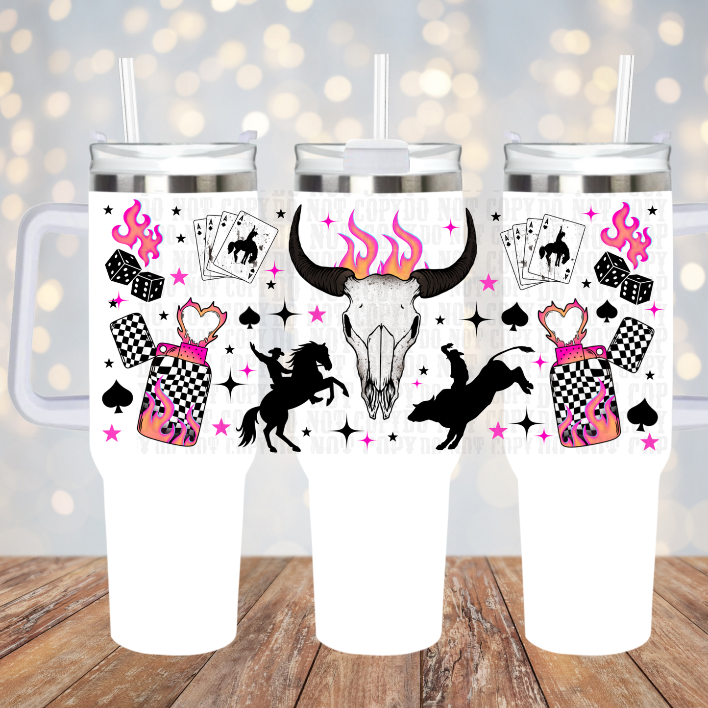 40oz BULL HEAD FLAMES  UV DTF CUP WRAP