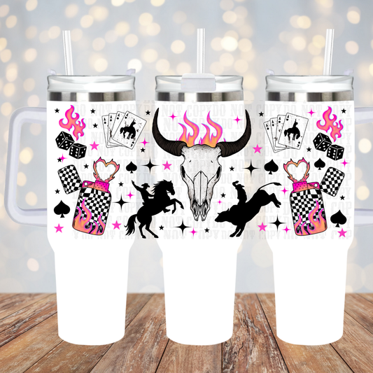 40oz BULL HEAD FLAMES  UV DTF CUP WRAP
