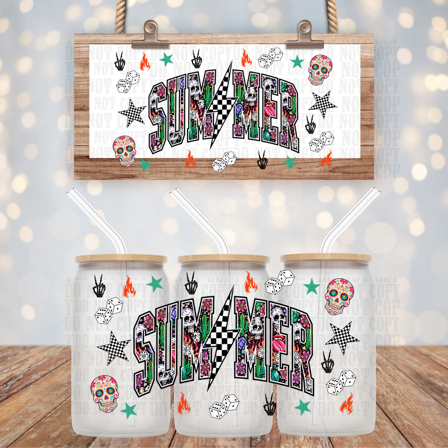 SUMMER SKELLY PATTERN UV DTF CUP WRAP - SHOP EXCLUSIVE FROM CIERA