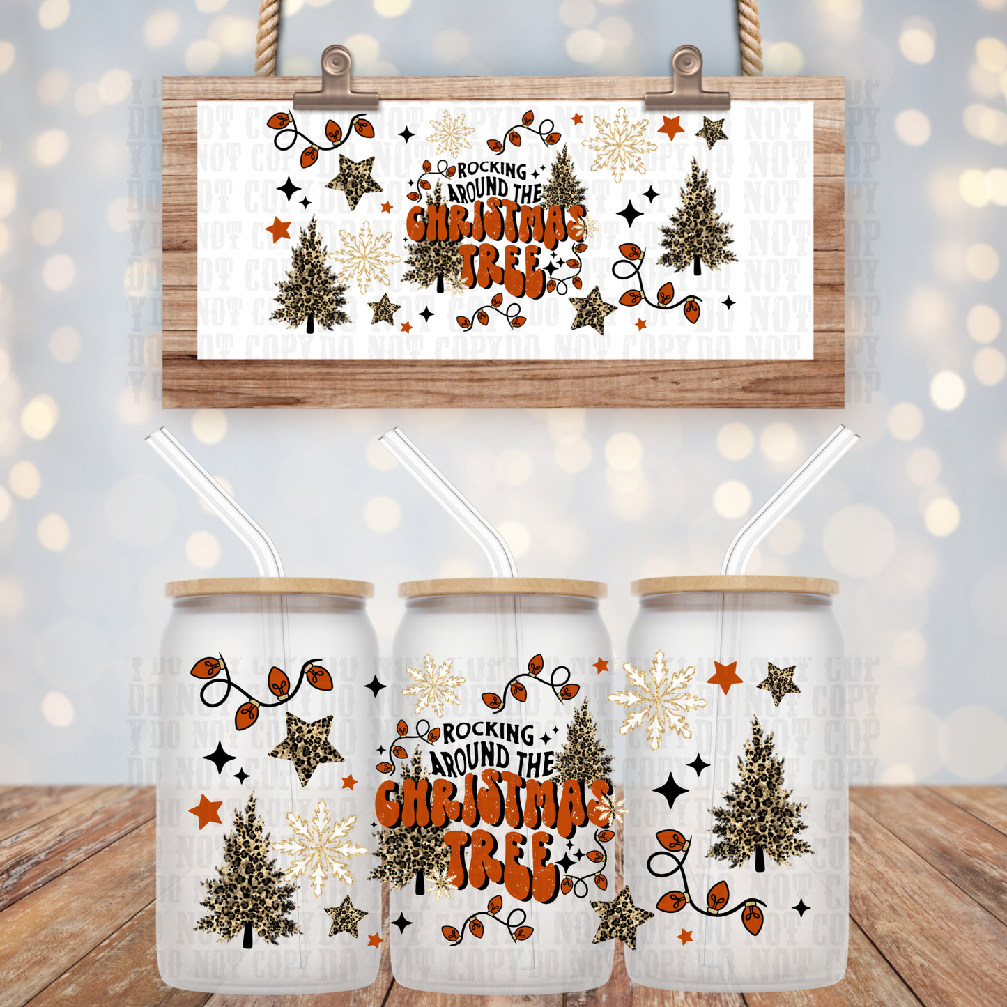 ROCKIN CHRISTMAS TREE  UV DTF CUP WRAP