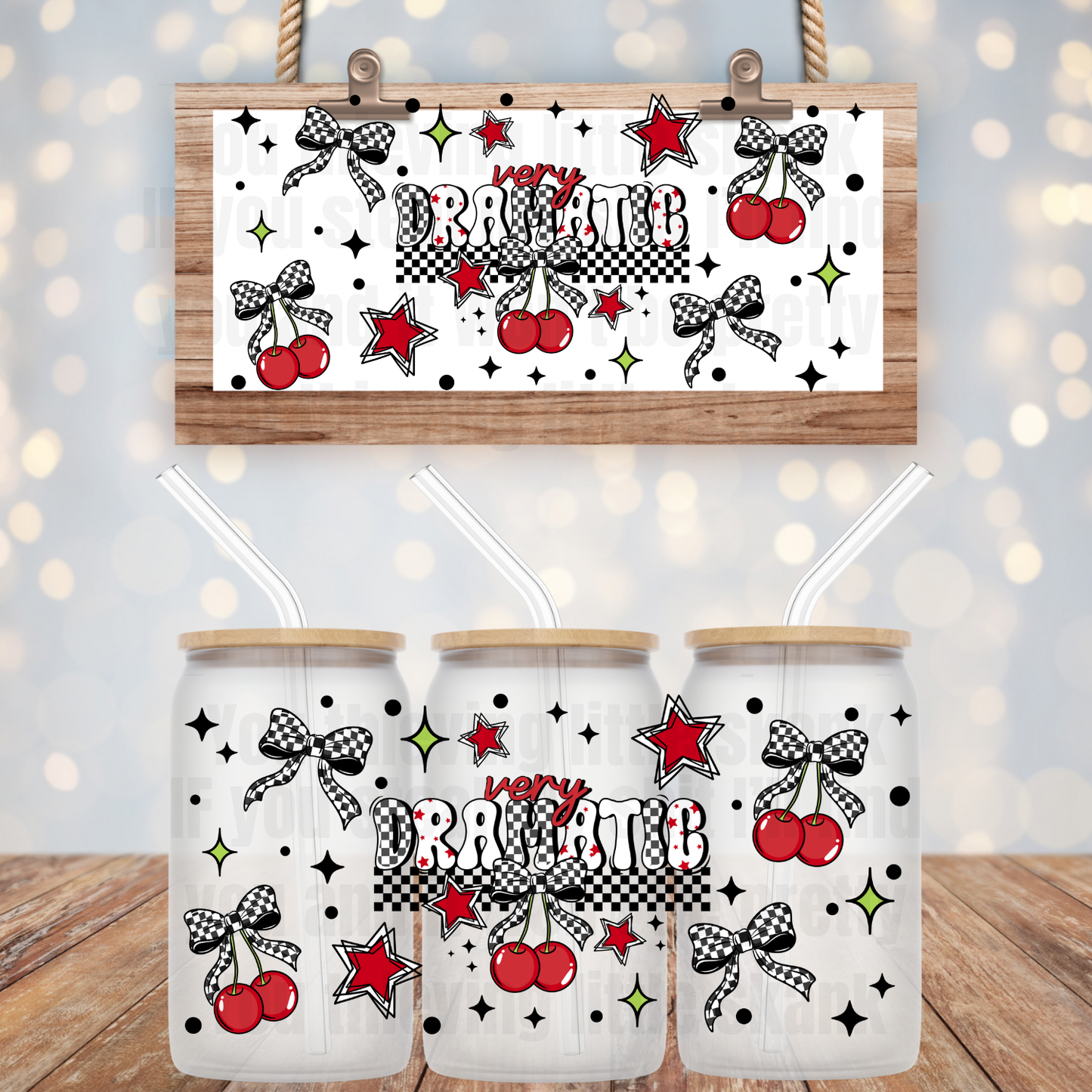 VERY DRAMATIC CHERRY  UV DTF CUP WRAP