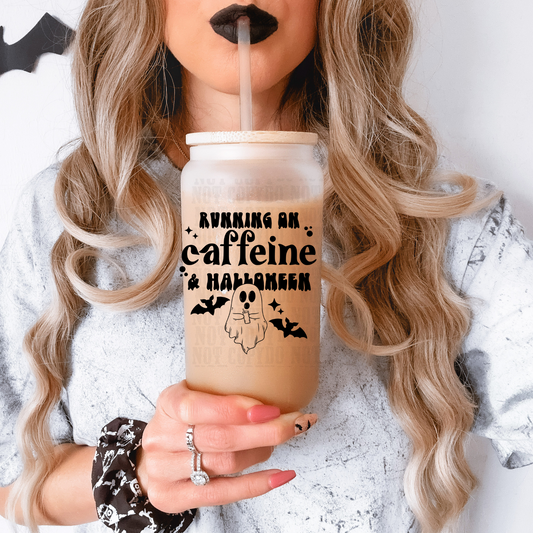RUNNING ON CAFFEINE AND HALLOWEEN UV DTF DECAL