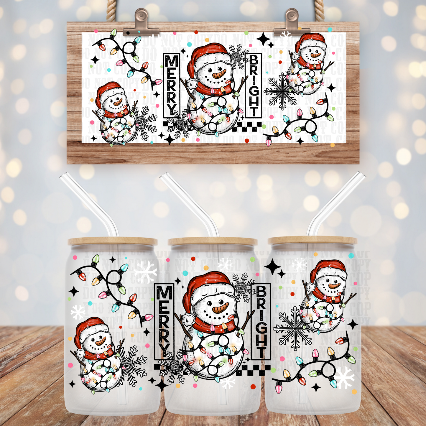 SNOWY LIGHTS UV DTF CUP WRAP