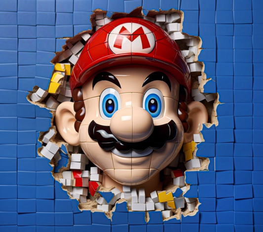 3D Mario Crackle  Sublimation Print