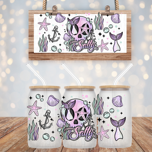 HOLO SKELLY MERMAID UV DTF CUP WRAP