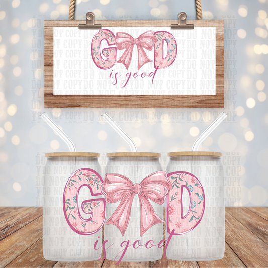 GOD IS GOOD BOW UV DTF CUP WRAP