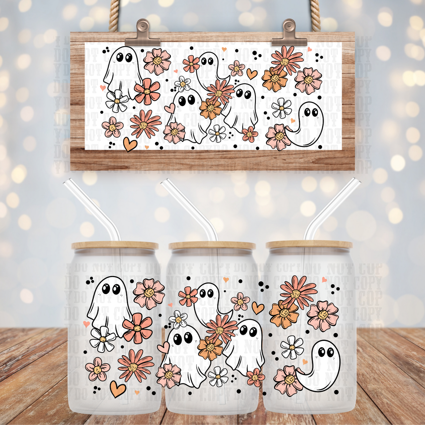 SPRING GHOSTIES UV DTF CUP WRAP