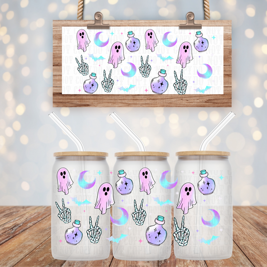 PASTEL GHOSTS SKELLY PEACE UV DTF CUP WRAP