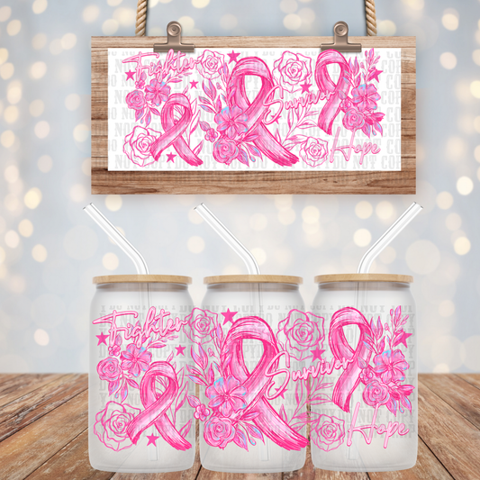 PINK RIBBON UV DTF CUP WRAP