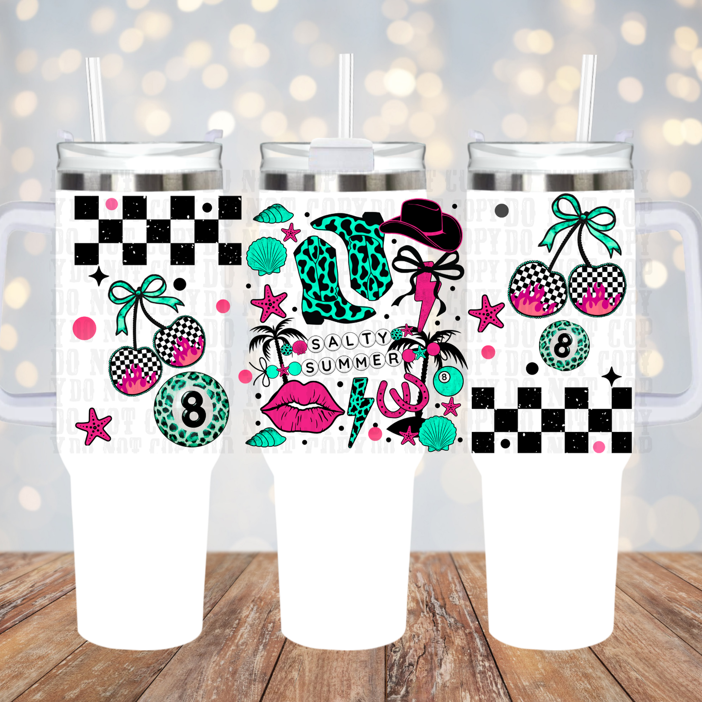 40oz SALTY COWGIRL SUMMER UV DTF Cup Wrap - SHOP EXCLUSIVE
