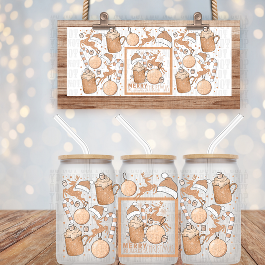 GOLD MUGS MERRY CHRISTMAS UV DTF CUP WRAP