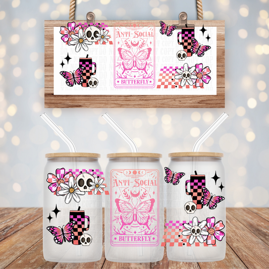ANTI-SOCIAL BUTTERFLY  UV DTF CUP WRAP