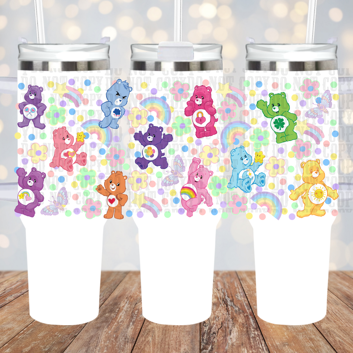 40oz RAINBOW  BEAR UV DTF CUP WRAP