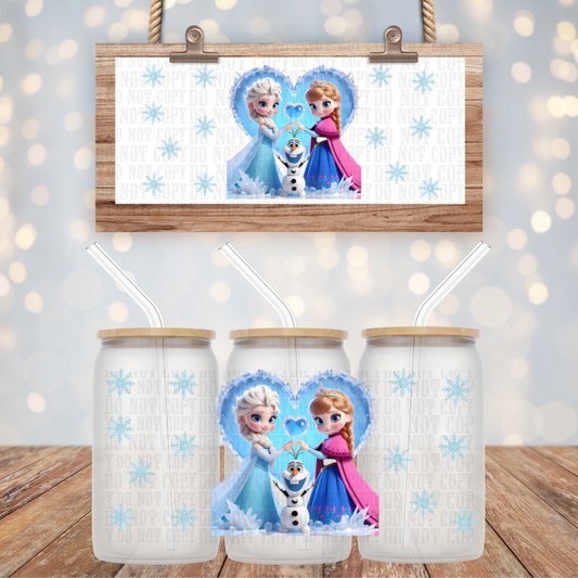 COLD PRINCESS SISTERS UV DTF CUP WRAP