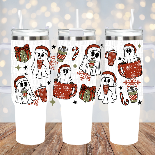 40oz GHOSTY CHRISTMAS COFFEE UV DTF CUP WRAP