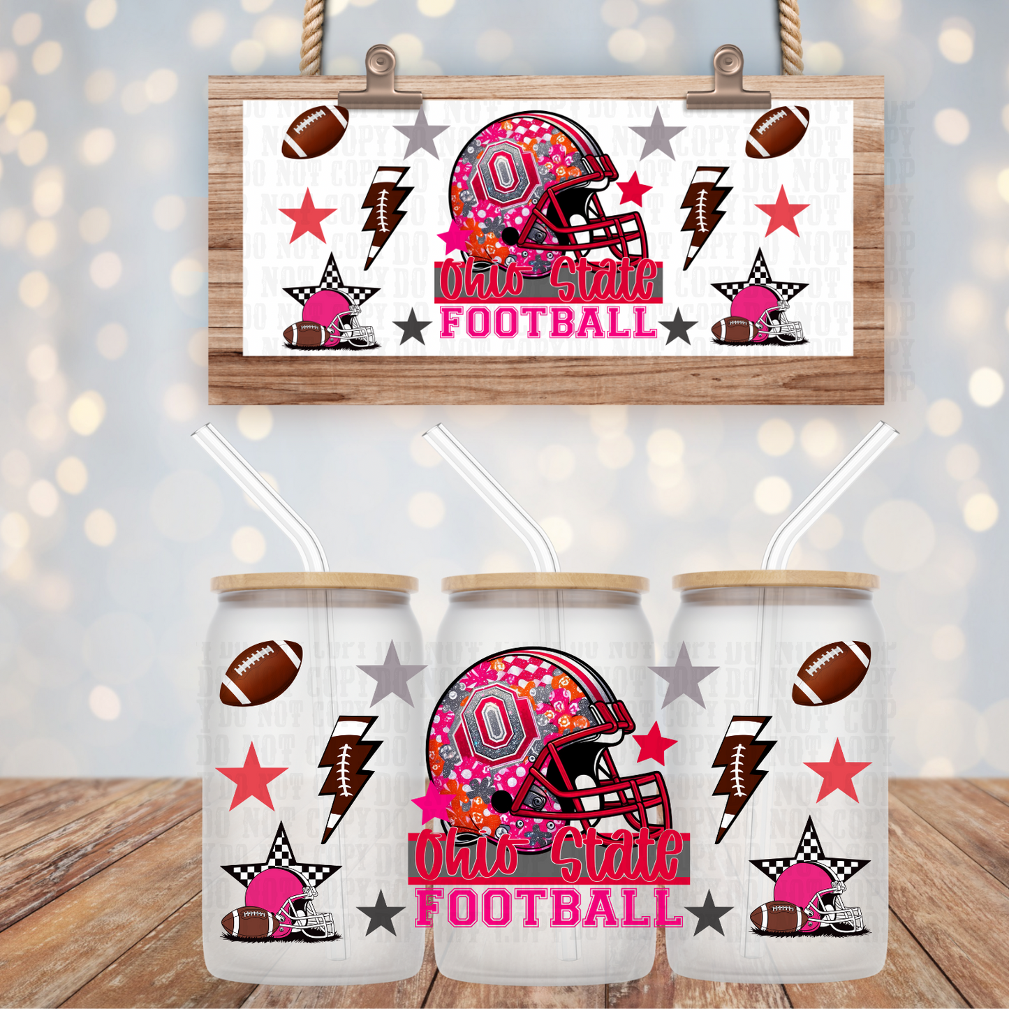 COLLEGE FOOTBALL BUNDLE UV DTF CUP WRAP