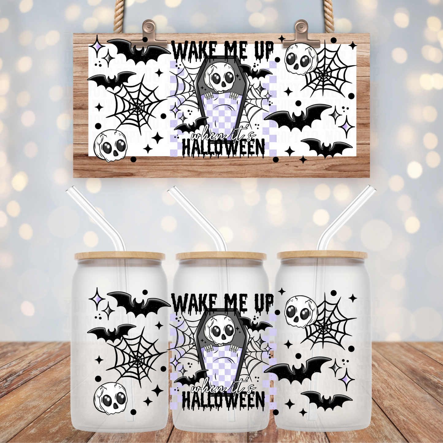 WAKE ME UP HALLOWEEN UV DTF CUP WRAP