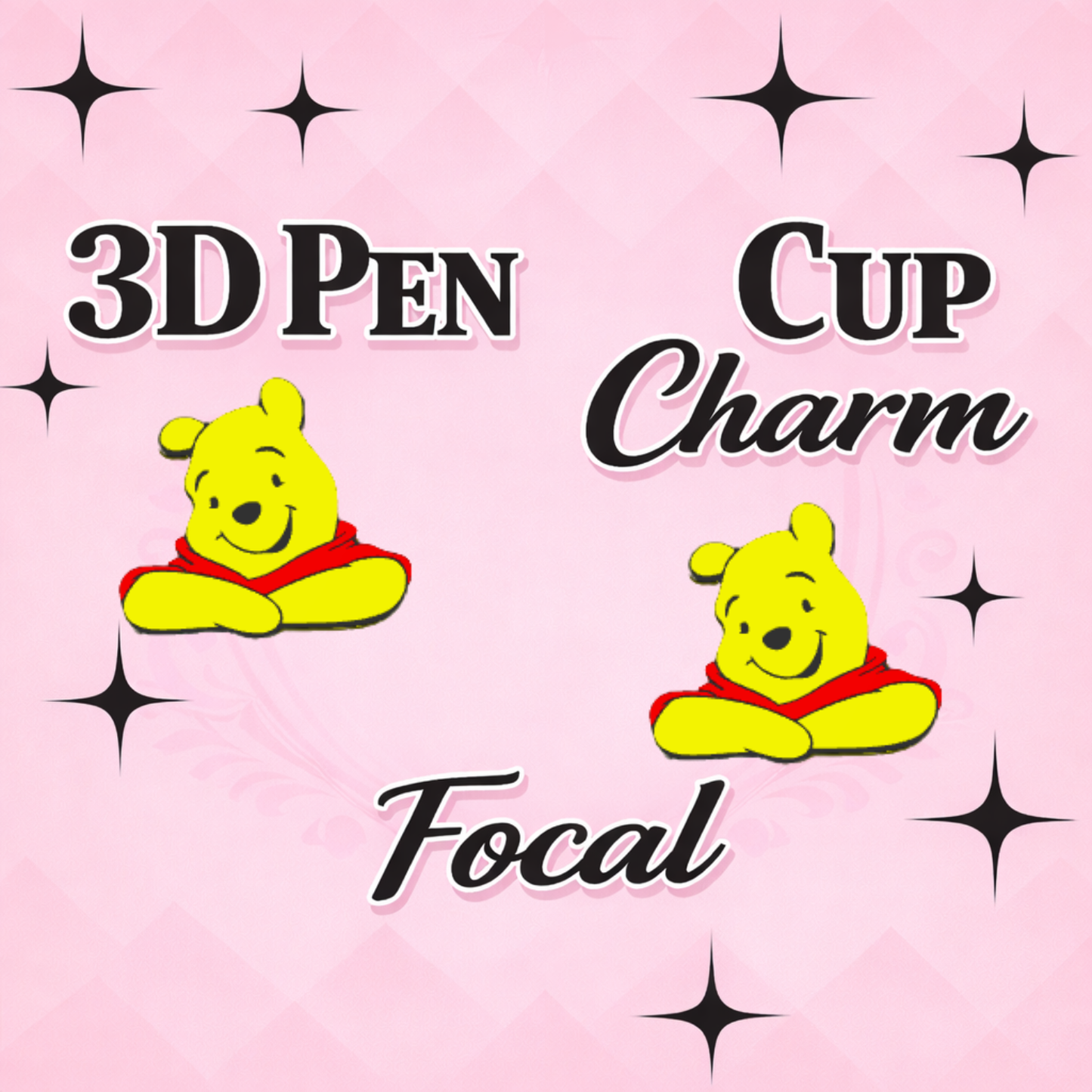 Honey Bear Focal  for Pen & Cup Charms -Interchangeable Decorative Pen Toppers