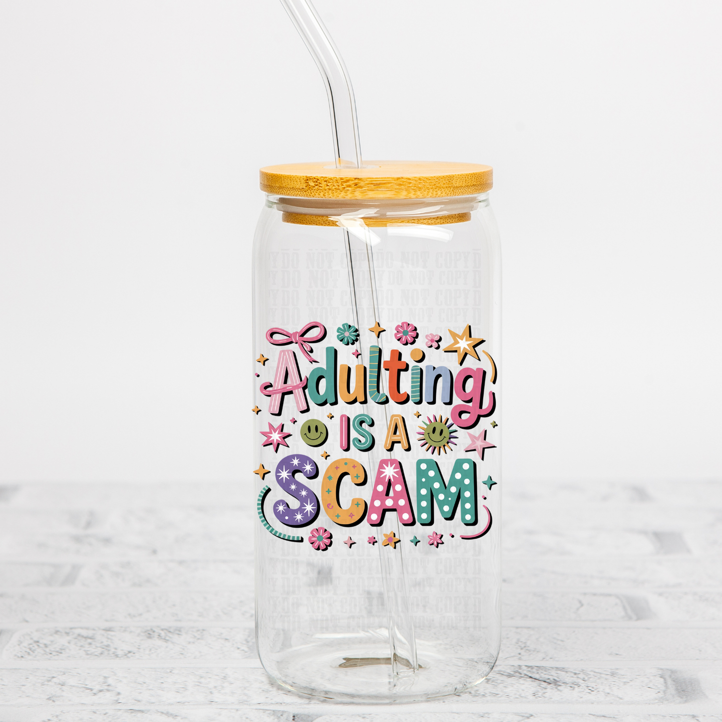 ADULTING IS A SCAM UV DTF DECAL