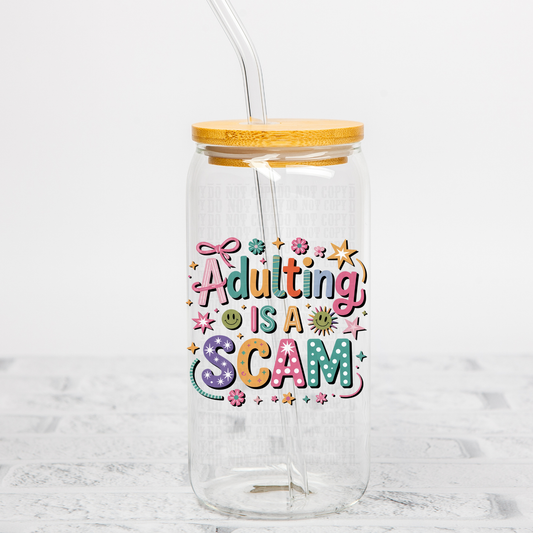 ADULTING IS A SCAM UV DTF DECAL