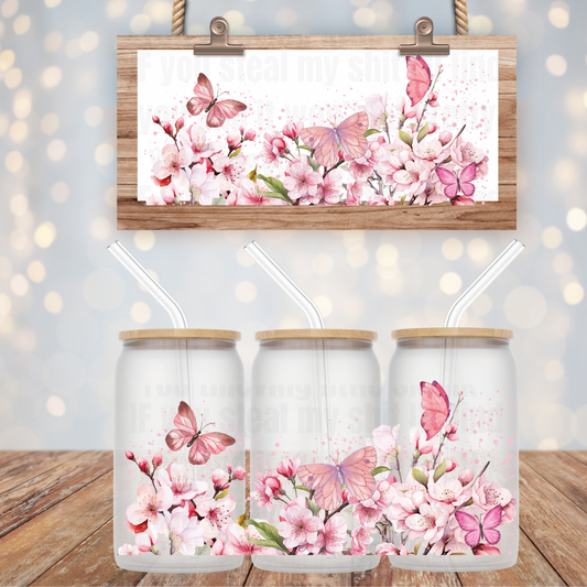 BUTTERFLY CHERRY BLOSSOM UV DTF CUP WRAP