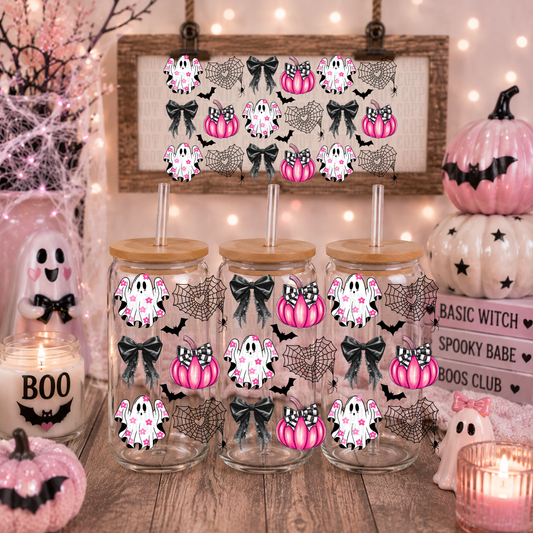 PINK COQUETTE GHOST UV DTF CUP WRAP