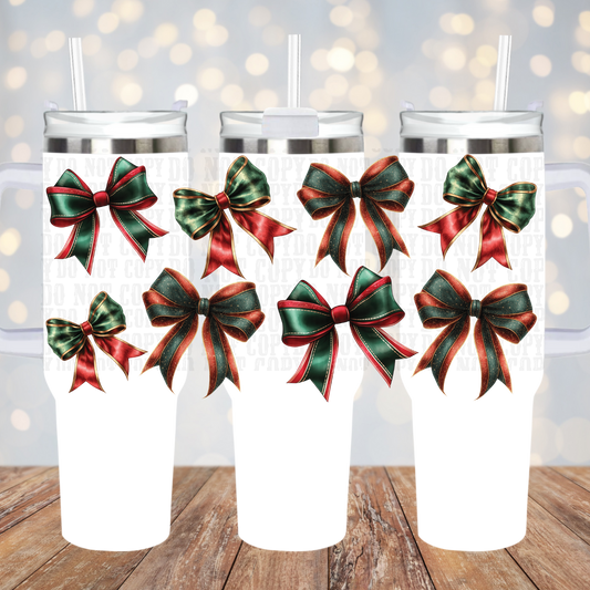 40oz COQUETTE CHRISTMAS BOWS UV DTF CUP WRAP