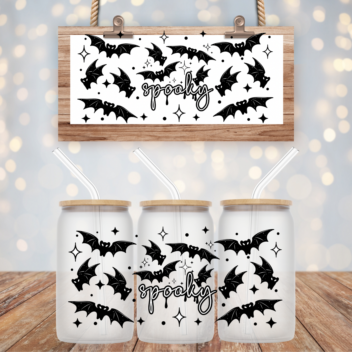 SPOOKY BATS UV DTF CUP WRAP