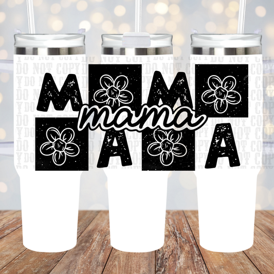 40oz MAMA BLOCK FLORAL  UV DTF CUP WRAP