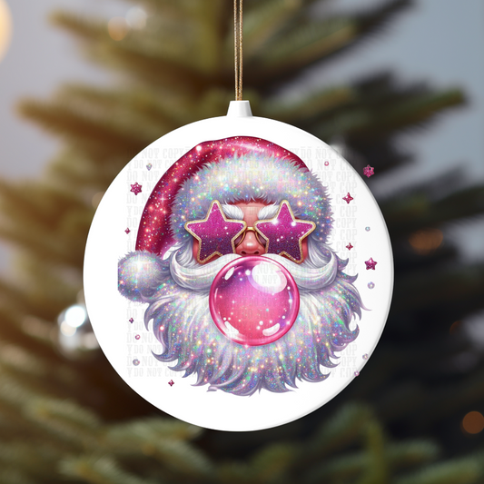 SANTA BUBBLE GUM ORNAMENT UV DTF DECAL