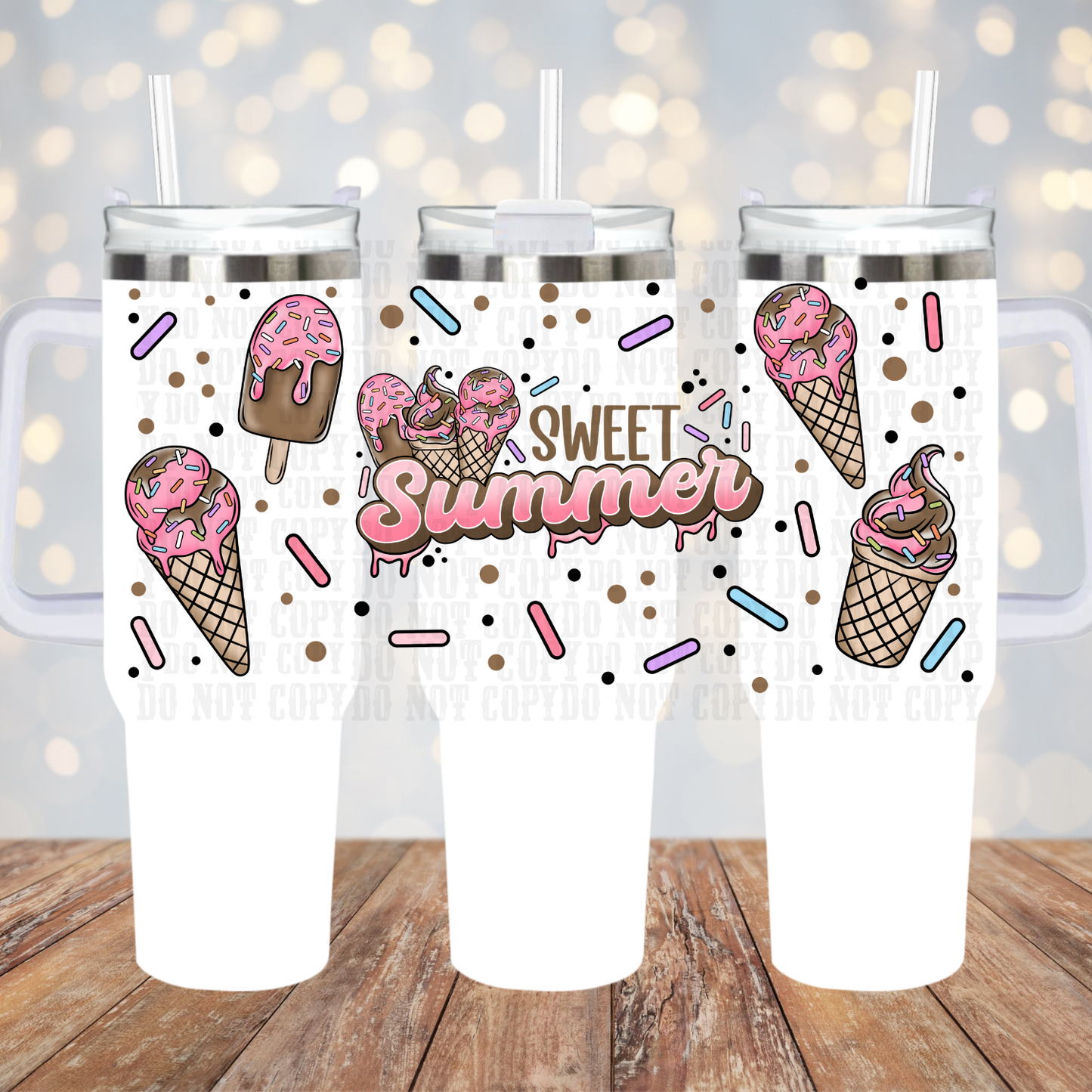 40oz SWEET SUMMER ICE CREAM UV DTF CUP WRAP