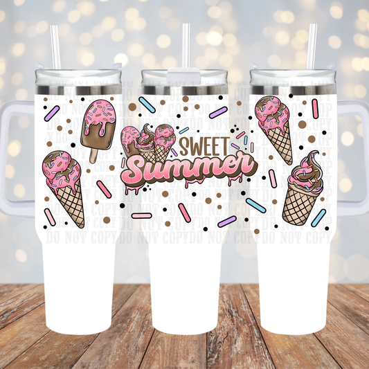 40oz SWEET SUMMER ICE CREAM UV DTF CUP WRAP