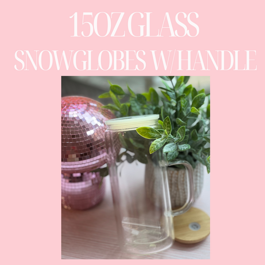 15oz Tall Glass Snow Globes with Handle