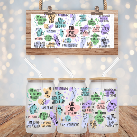 KIDS AFFIRMATIONS UV DTF CUP WRAP