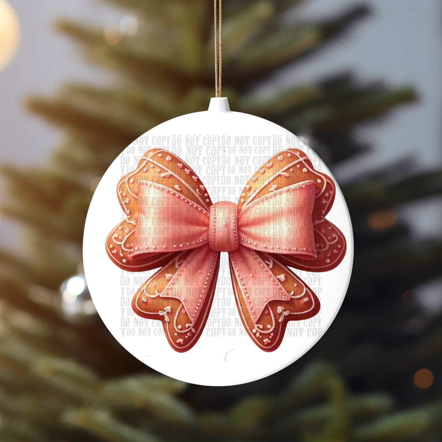 COQUETTE GINGERBREAD BOW  UV DTF ORNAMENT DECAL