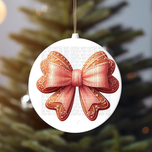 COQUETTE GINGERBREAD BOW  UV DTF ORNAMENT DECAL