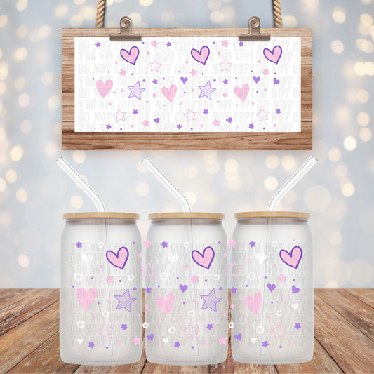 PASTEL DOODLE HEARTS UV DTF CUP WRAP