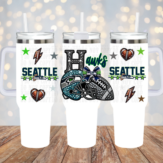 40OZ  HAWK FAUX RHINESTONE   UV DTF CUP WRAP